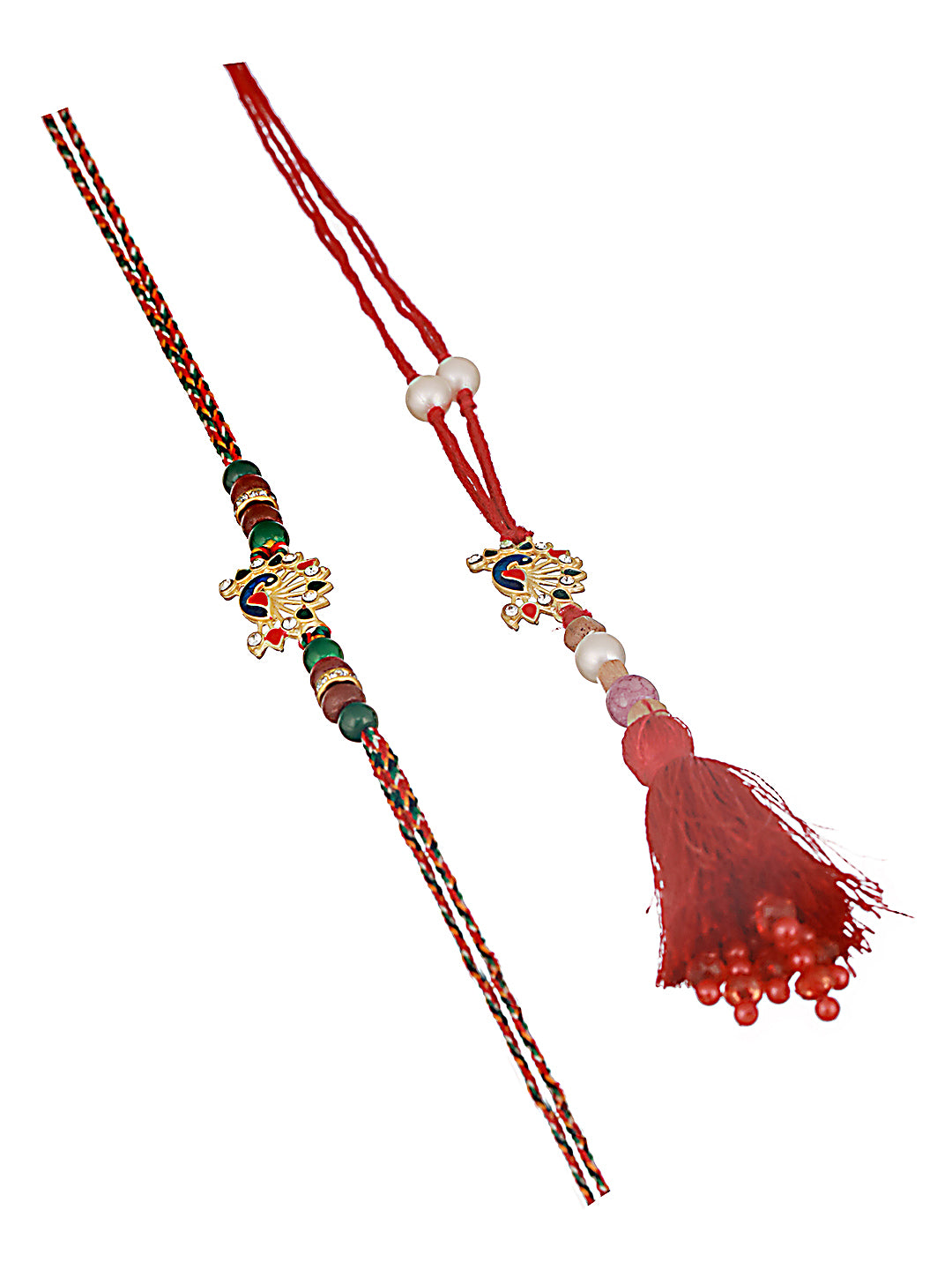 Jazz And Sizzle Set Of 2 Peacock Shaped Bhaiya Bhabhi Tasseled Rakhi