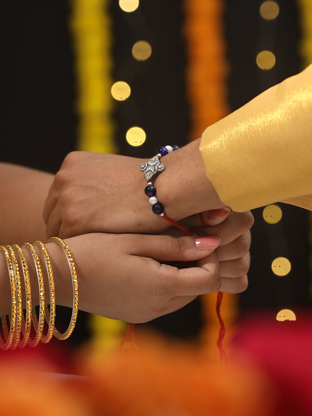 Jazz And Sizzle Set Of 2 Pearl Beaded Bhaiya Bhabhi Tasseled Rakhi