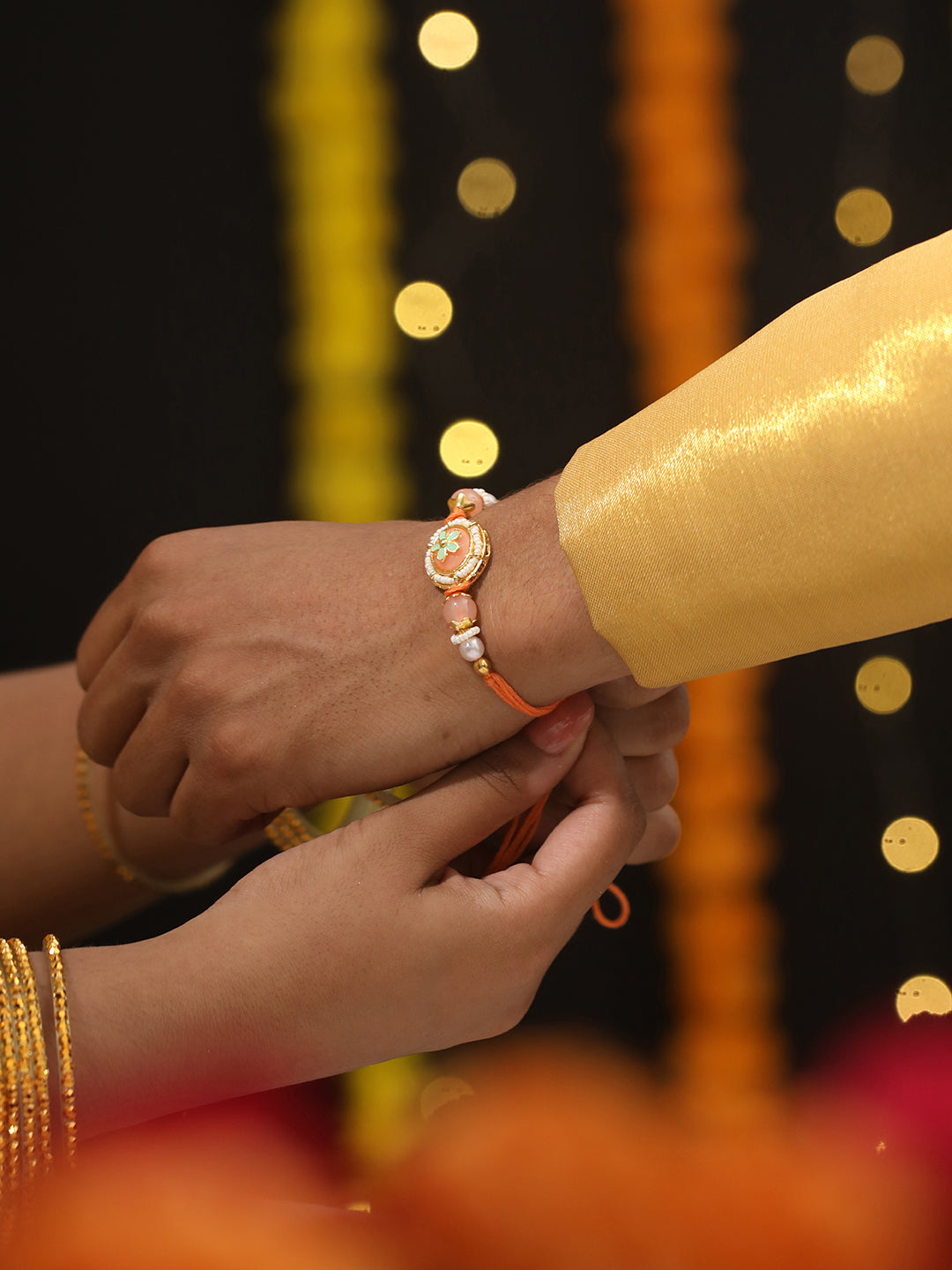 Stone Studded Bhaiya Bhabhi Rakhi With Roli & Chawal