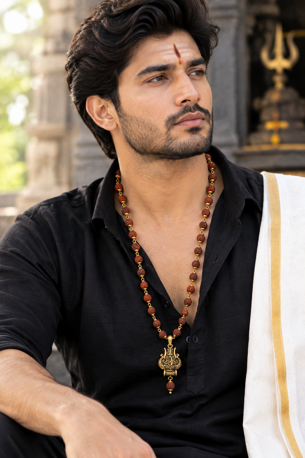 Original Rudraksha Mala with Shankar Pendant JS-SNL-040