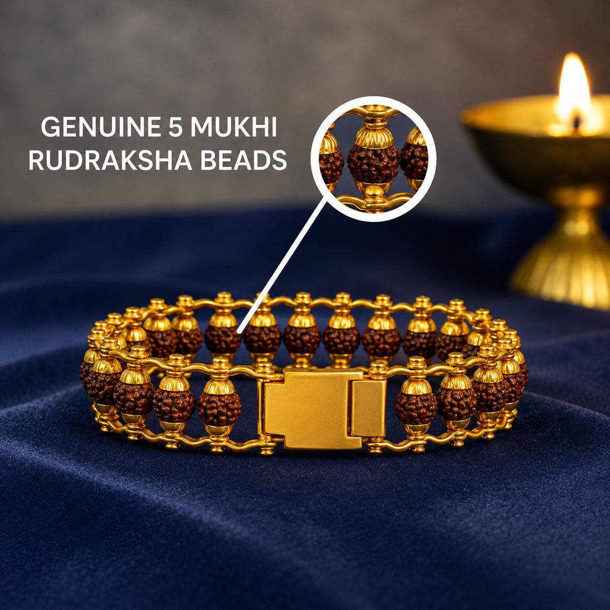 Gold Plated Modern Rudraksha Bracelet-JS-SBR-0002
