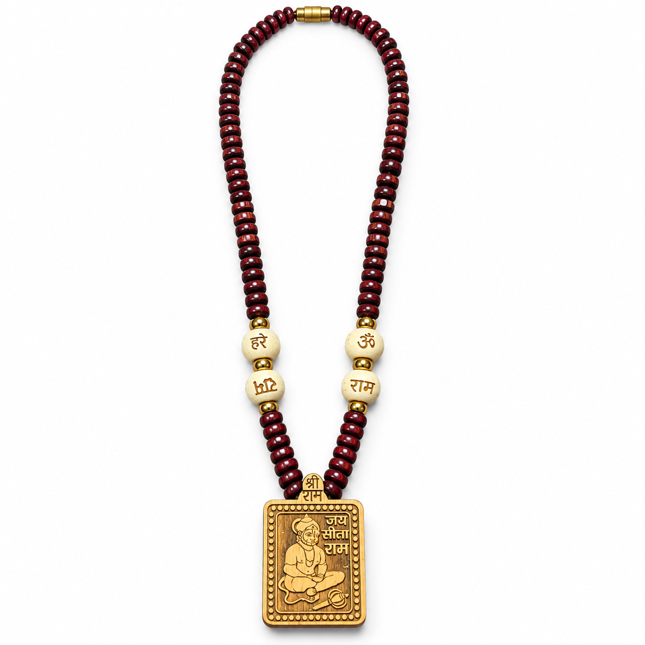 Hanuman Pendant Red Bead Mala-JS-SNL031