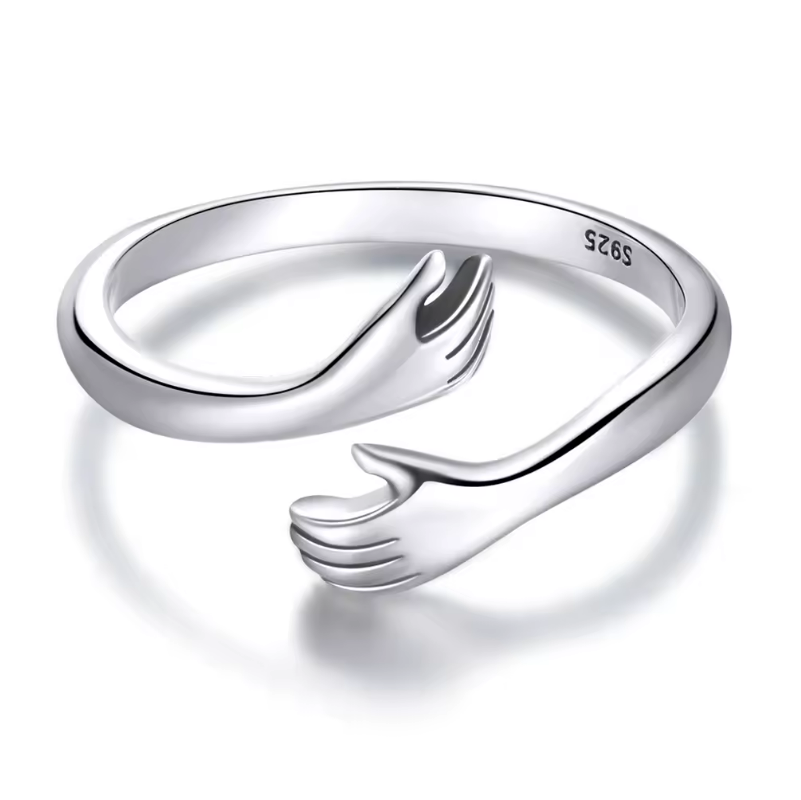 Sterling Hug Rings Adjustable Cuff Wrap Around Hand Love