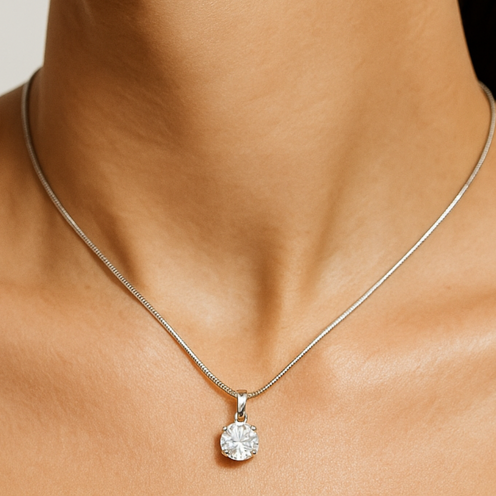 Jazz and Sizzle Rhodium Plated AD Studded Pendent Chain & Earrings