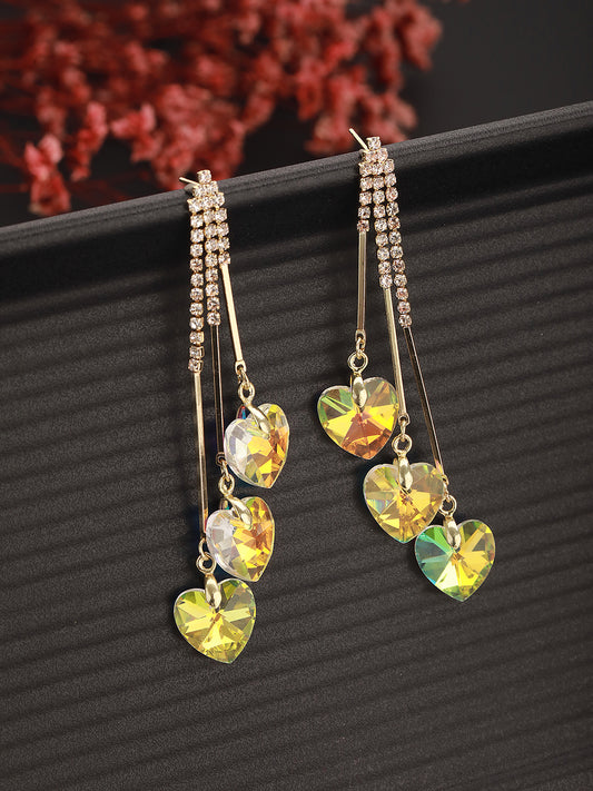 JAZZ AND SIZZLE Gold-plated Silver Toned & CZ Stone-Studded Drop Earrings (Copy) - Jazzandsizzle