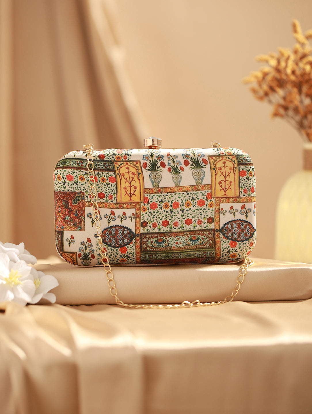 Ethnic Motif Printed Box Clutch - Jazzandsizzle