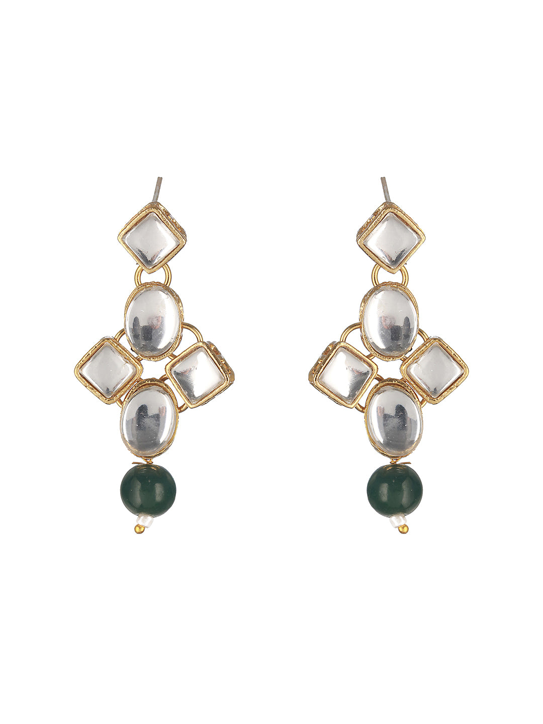 Gold-Plated Kundan-Studded & Beaded Jewellery Set - Jazzandsizzle