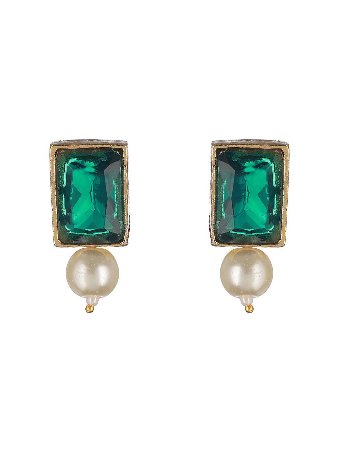 Gold-Plated Stone-Studded Beaded Jewellery Set - Jazzandsizzle