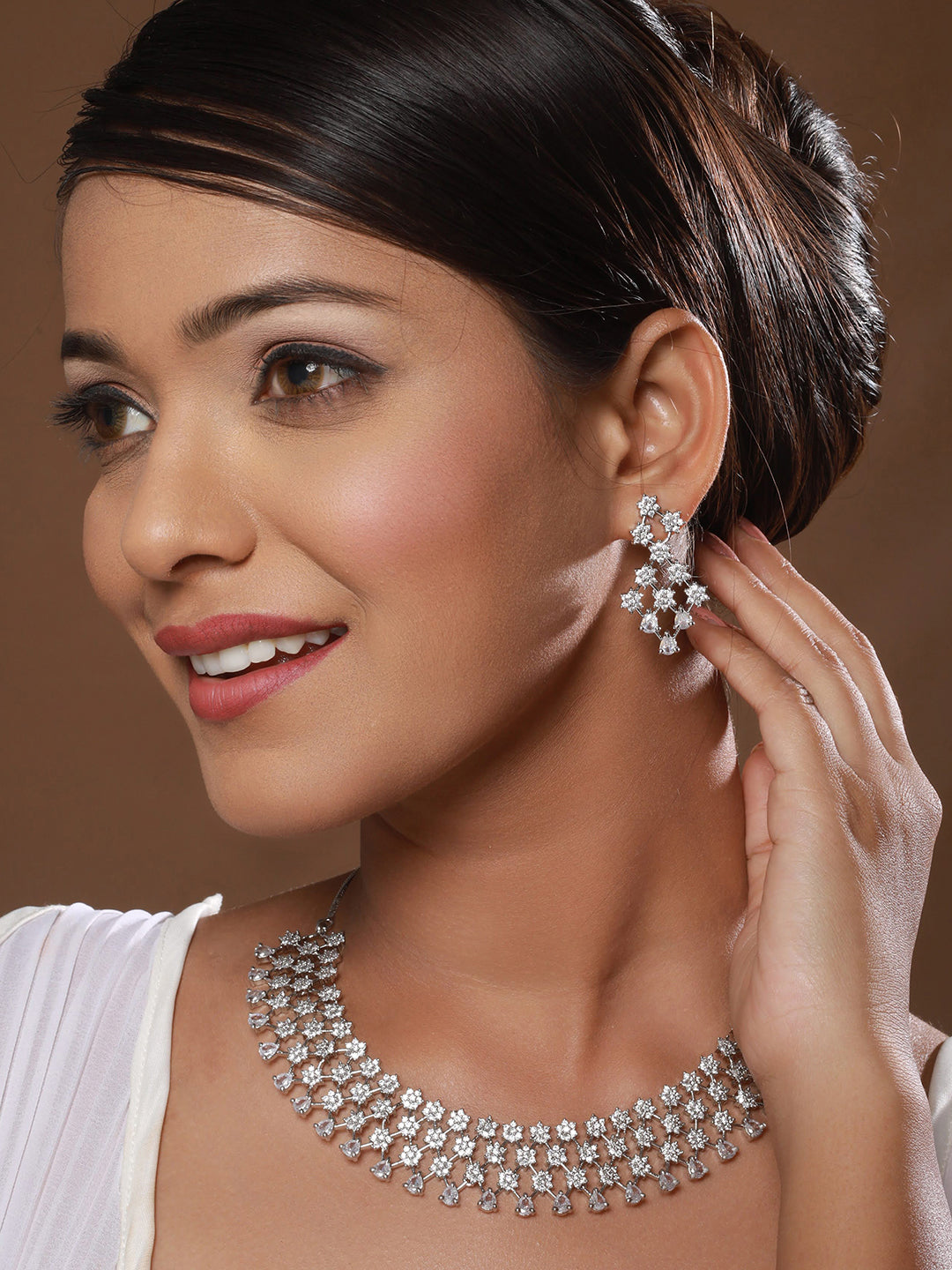 Silver-Plated AD Studded Jewellery Set