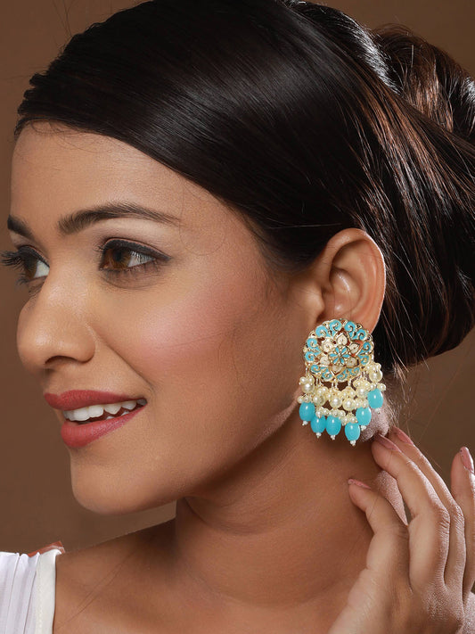 Gold-Plated Contemporary Meenakari Drop Earrings - Jazzandsizzle