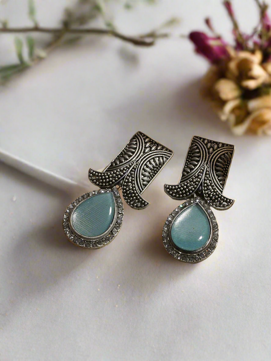 Oxidised Tear Drop Earrings