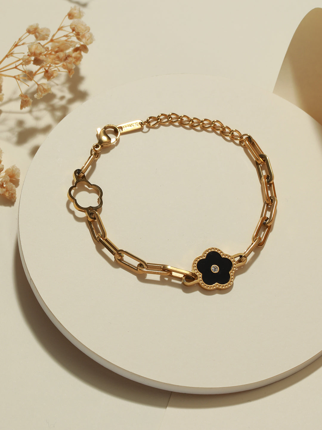 Gold-Plated Stone-Studded Link Bracelet - Jazzandsizzle