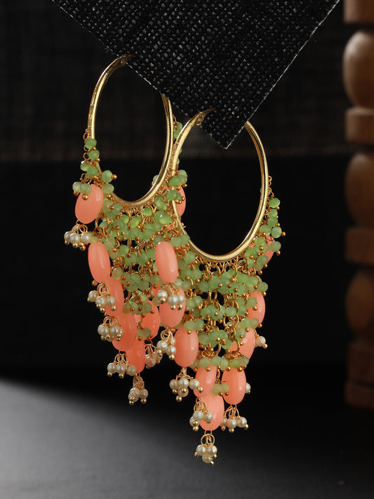 Peach & Green Classic Hoop Earrings - Jazzandsizzle