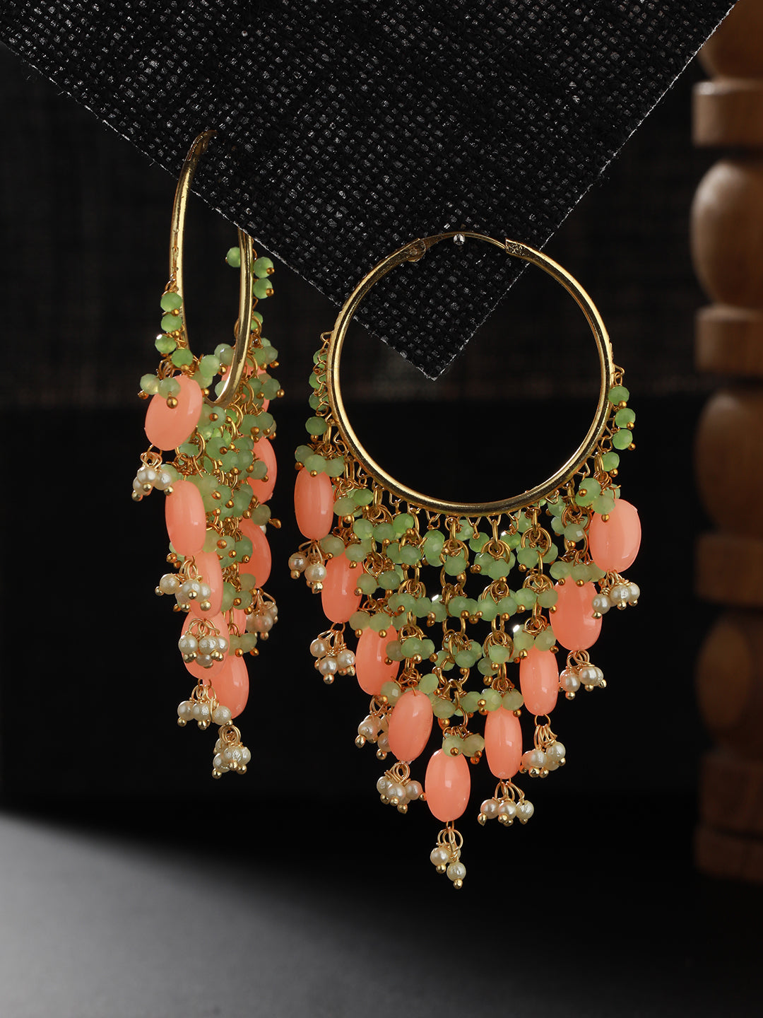 Peach & Green Classic Hoop Earrings - Jazzandsizzle