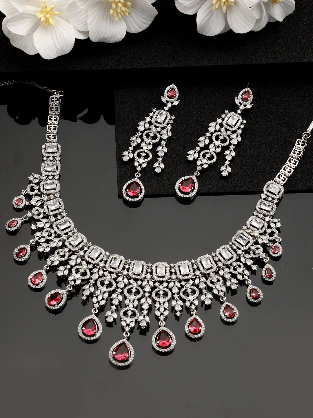 Silver-Plated AD-Studded Jewellery Set - Jazzandsizzle