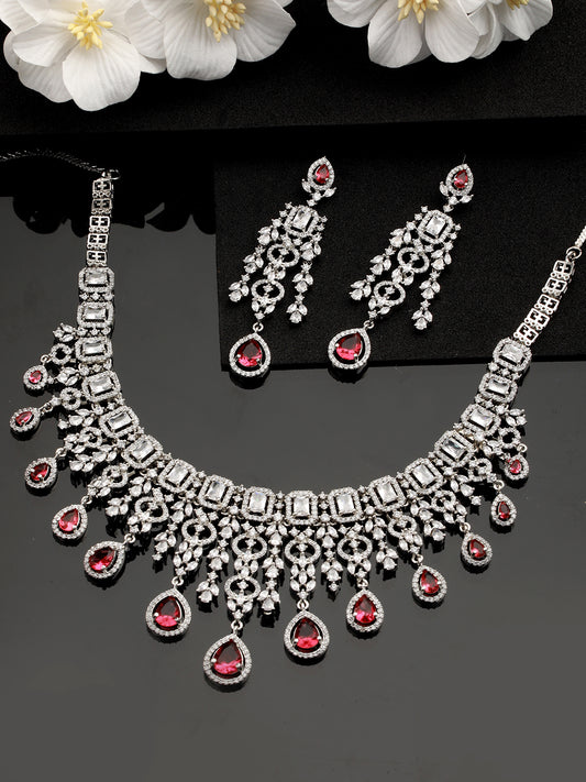 Silver-Plated AD-Studded Jewellery Set - Jazzandsizzle