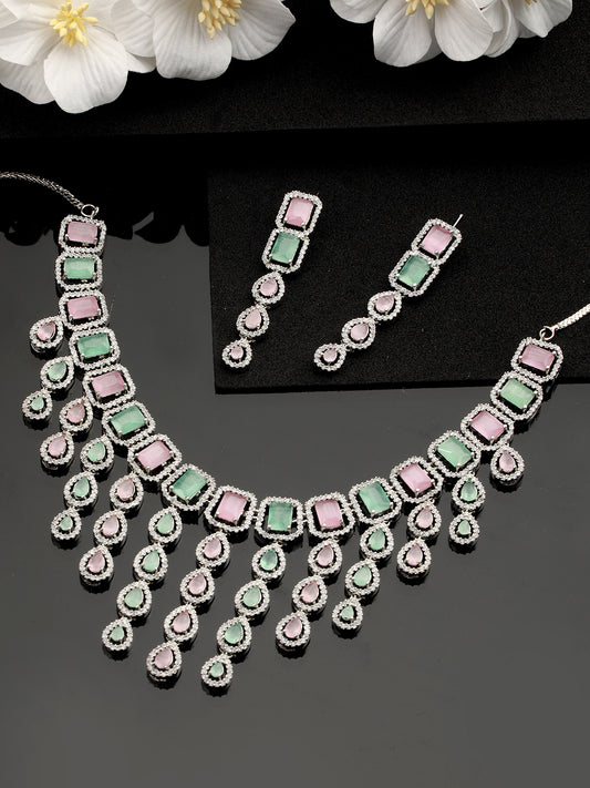 Silver-Plated AD Studded Jewellery Set - Jazzandsizzle