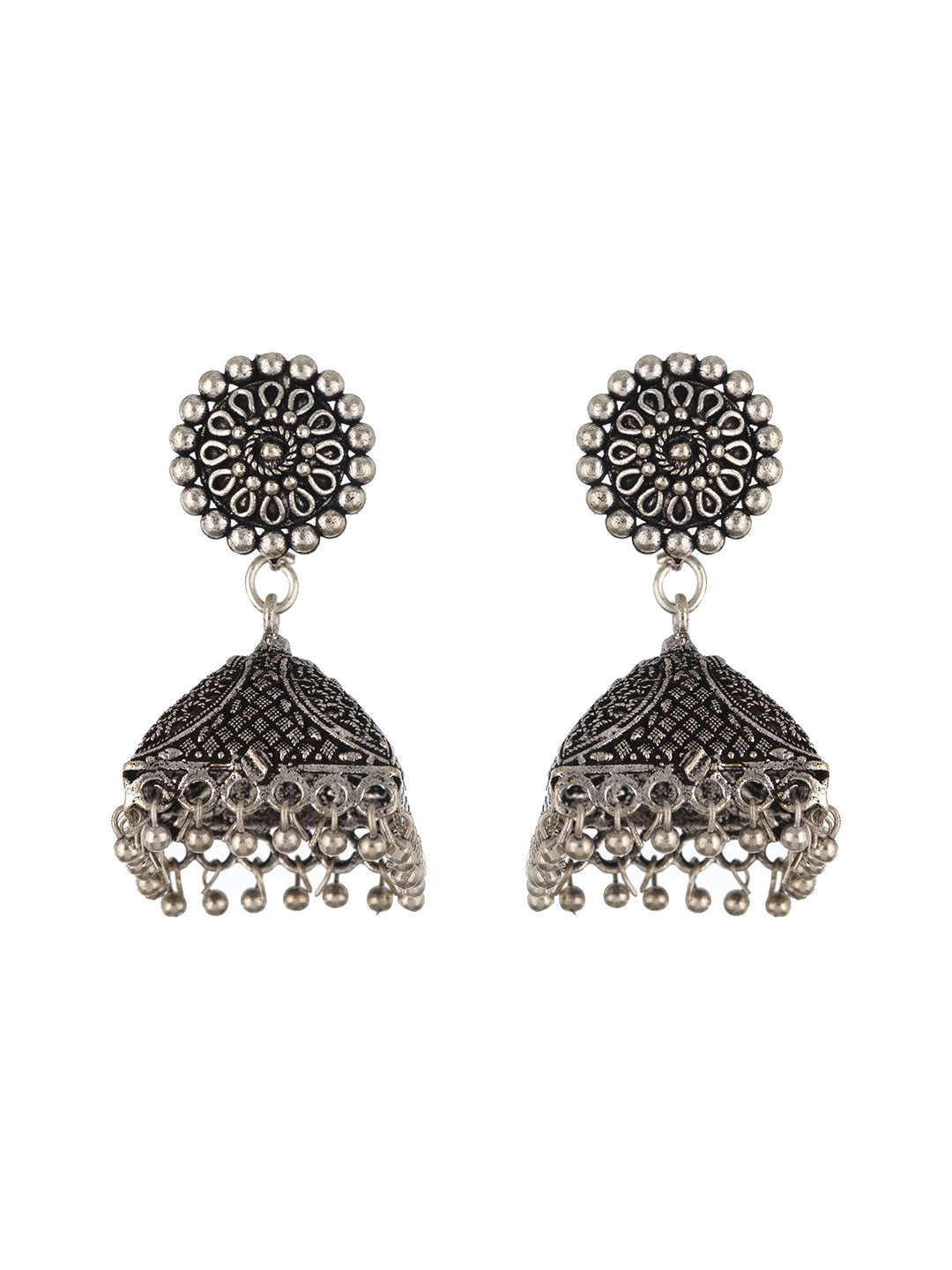 Silver-Plated Classic Jhumkas Earrings - Jazzandsizzle