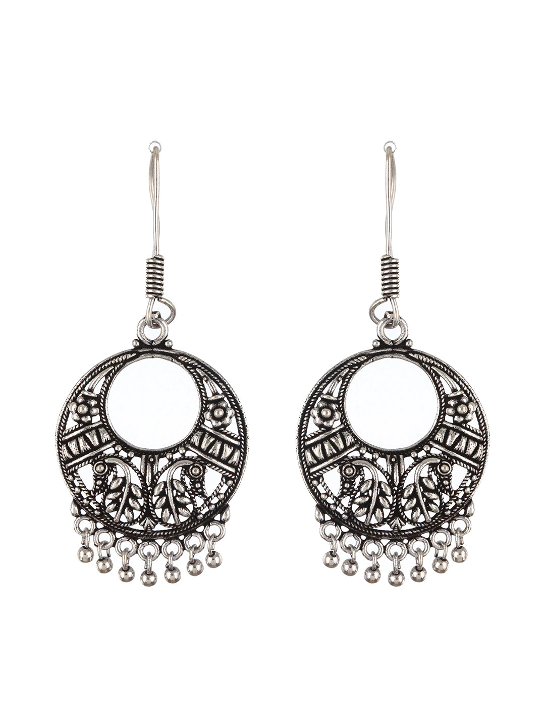 Set Of 2 Silver Plated Brid Shaped Hoop & Chandbali Earrings - Jazzandsizzle