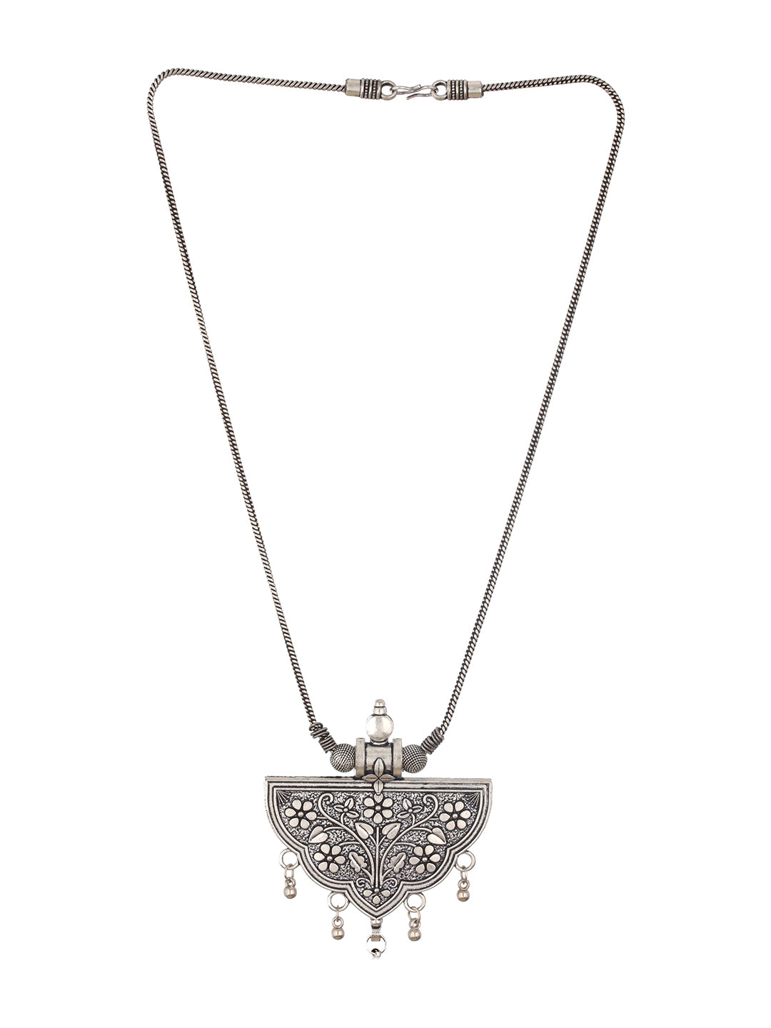 Silver Plated Textured Oxidised Necklace - Jazzandsizzle