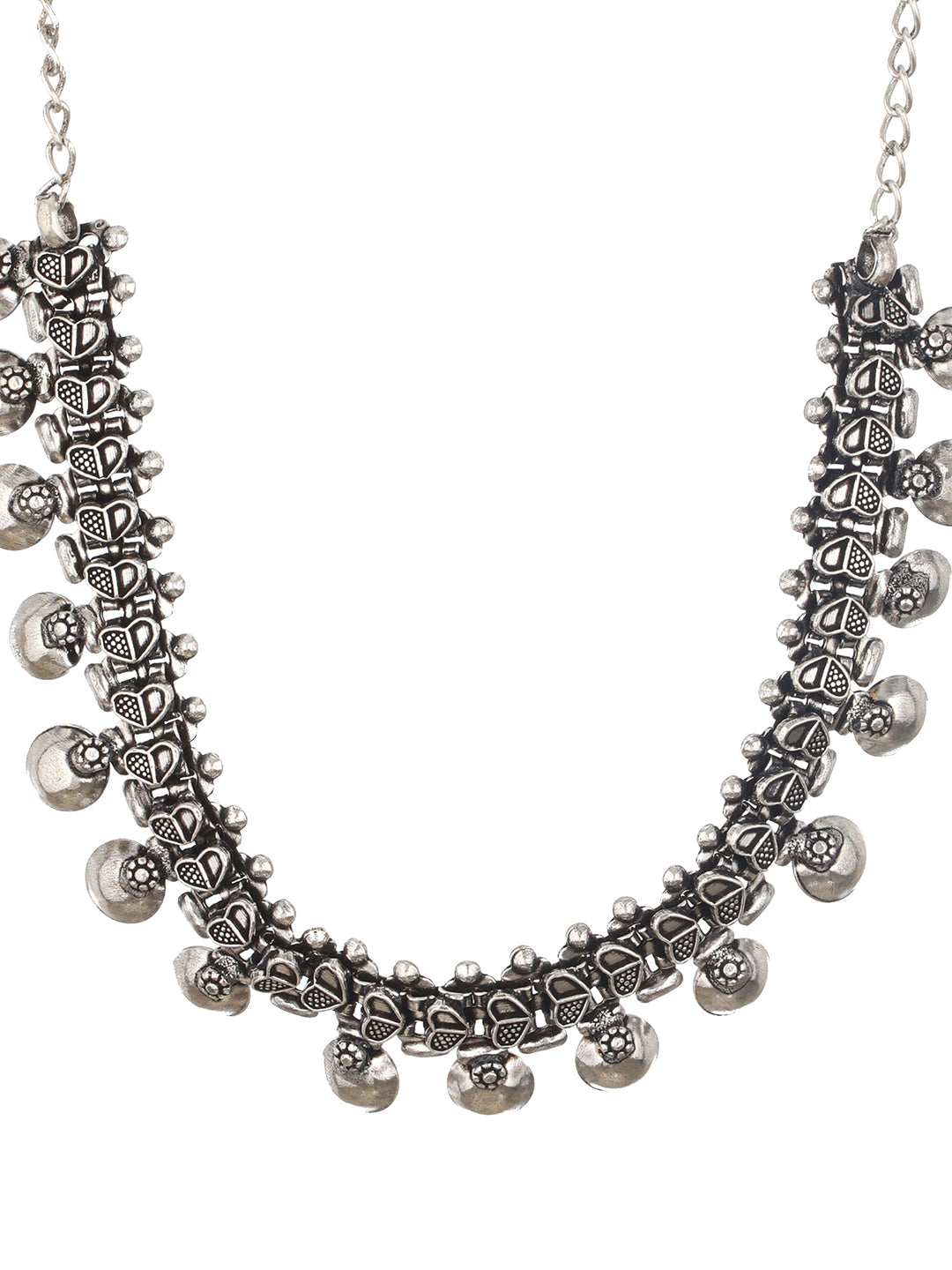 Silver Plated Heart Shaped Oxidised Necklace - Jazzandsizzle