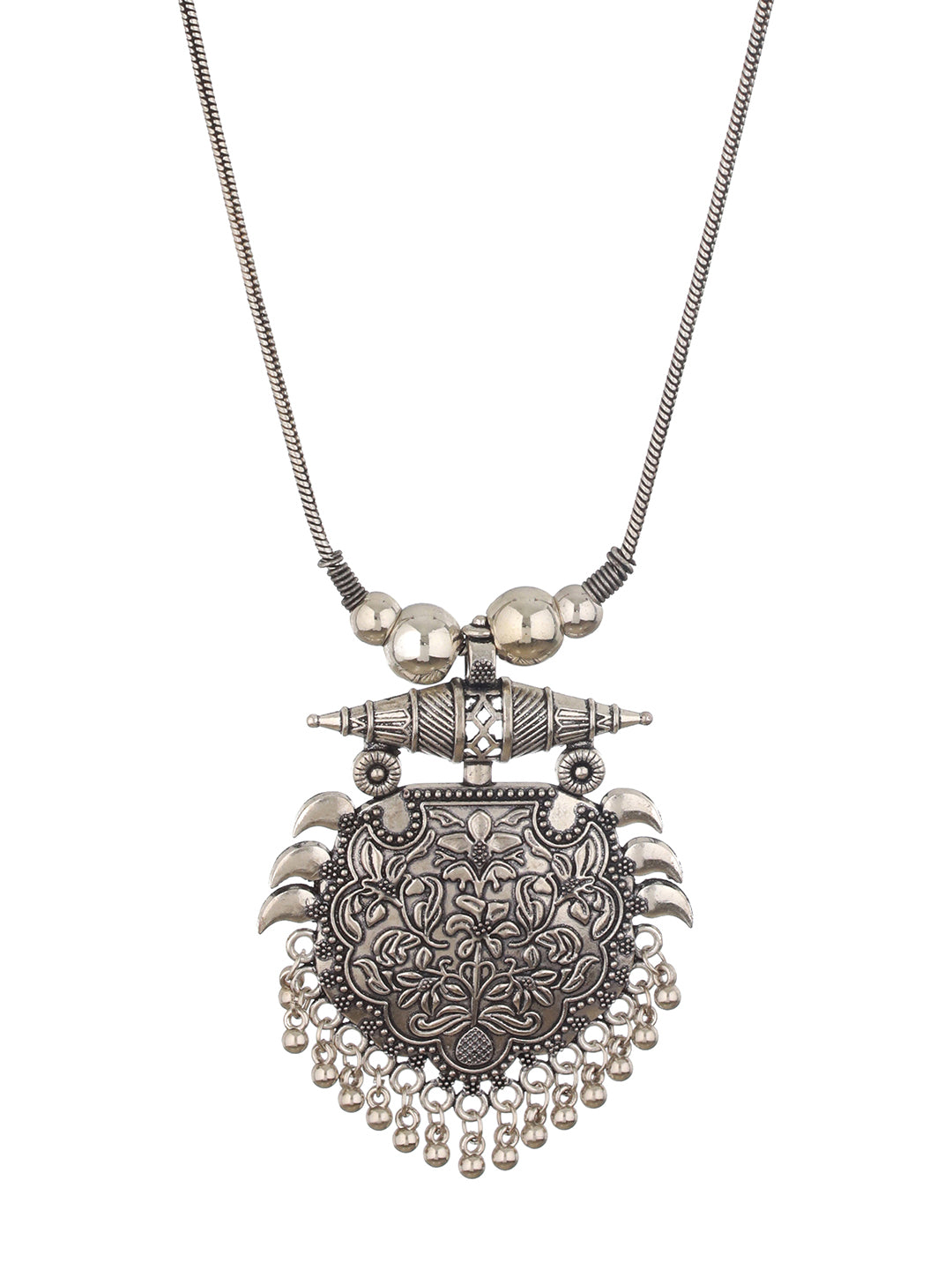 Silver Plated Statement Oxidised Necklace - Jazzandsizzle