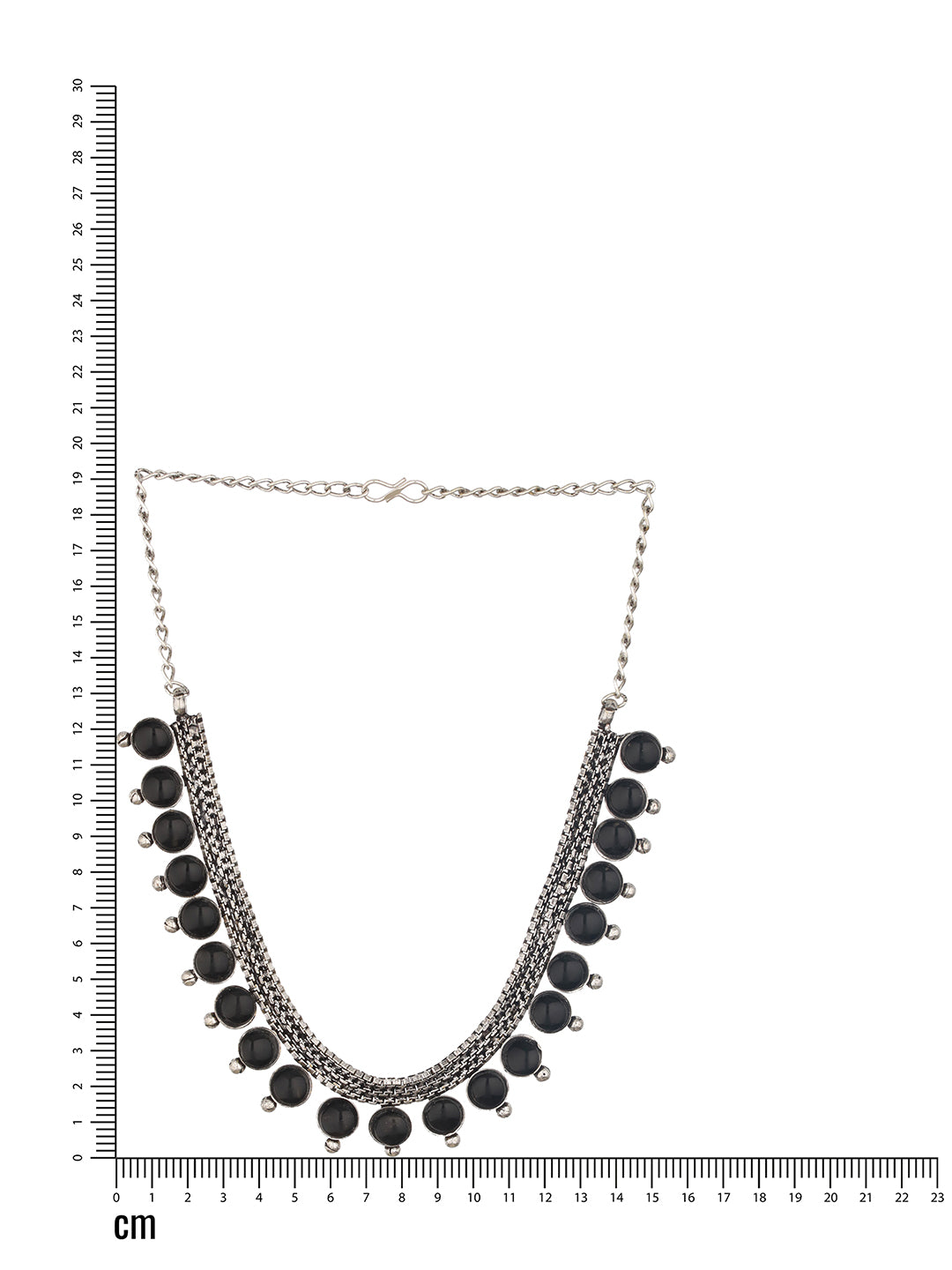 Silver Plated Black Stone Studded Oxidised Necklace - Jazzandsizzle