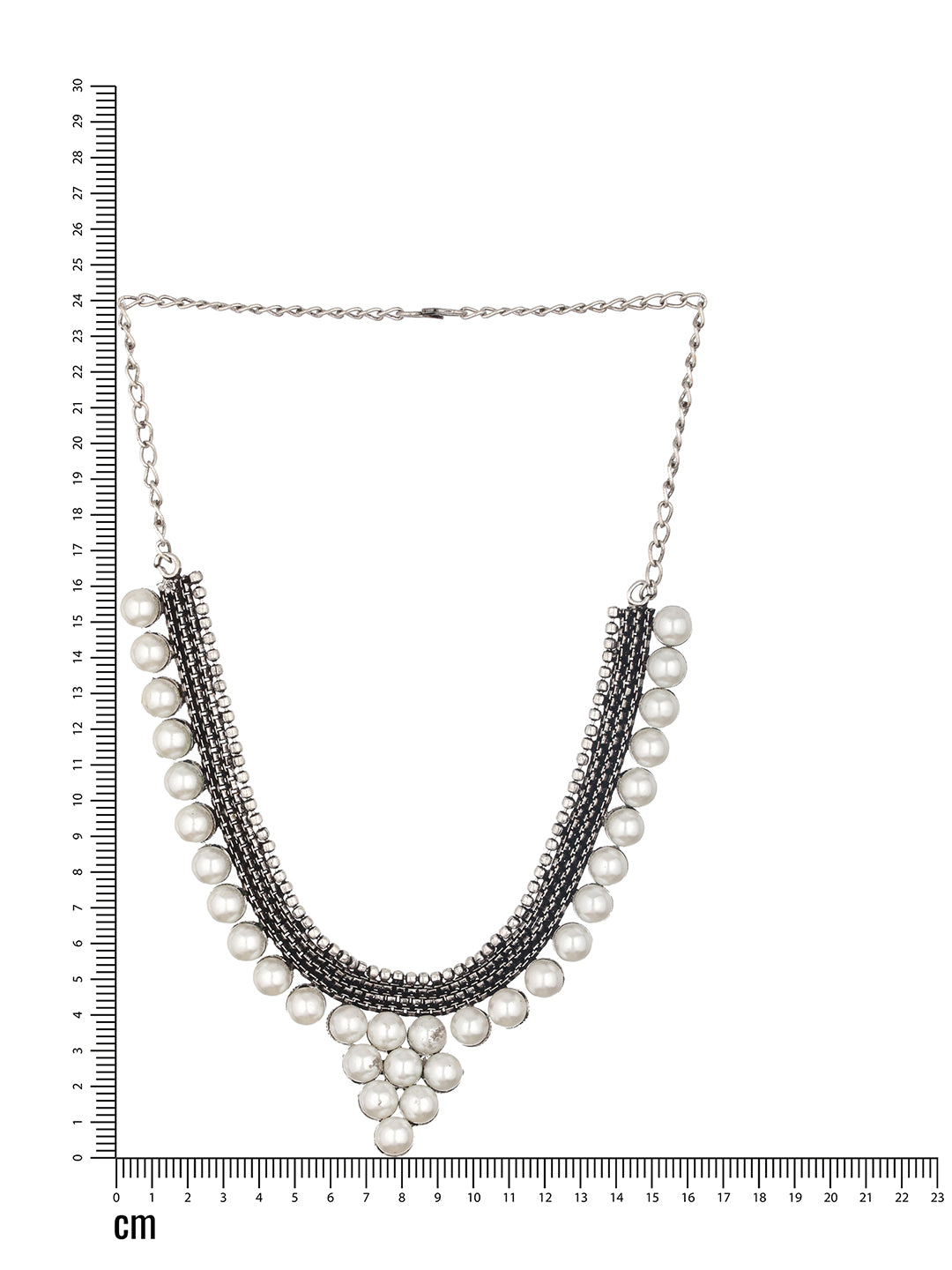 Silver Plated Pearl Beaded Oxidised Necklace - Jazzandsizzle