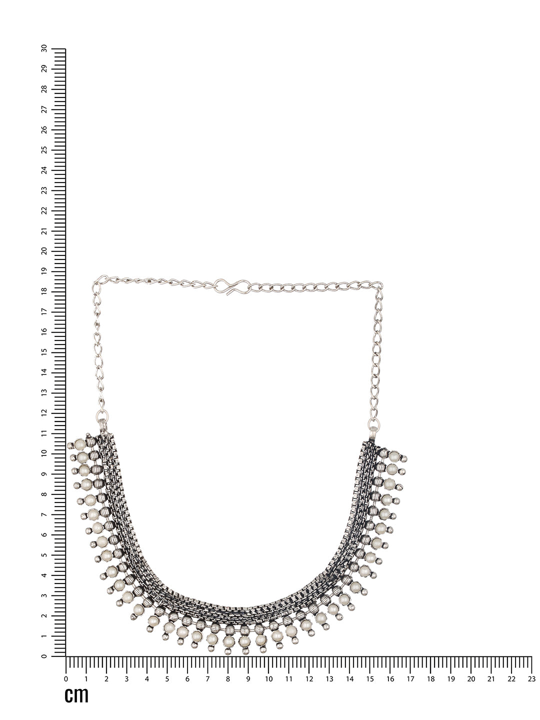 Silver Plated Pearl Beaded Floral Oxidised Necklace - Jazzandsizzle