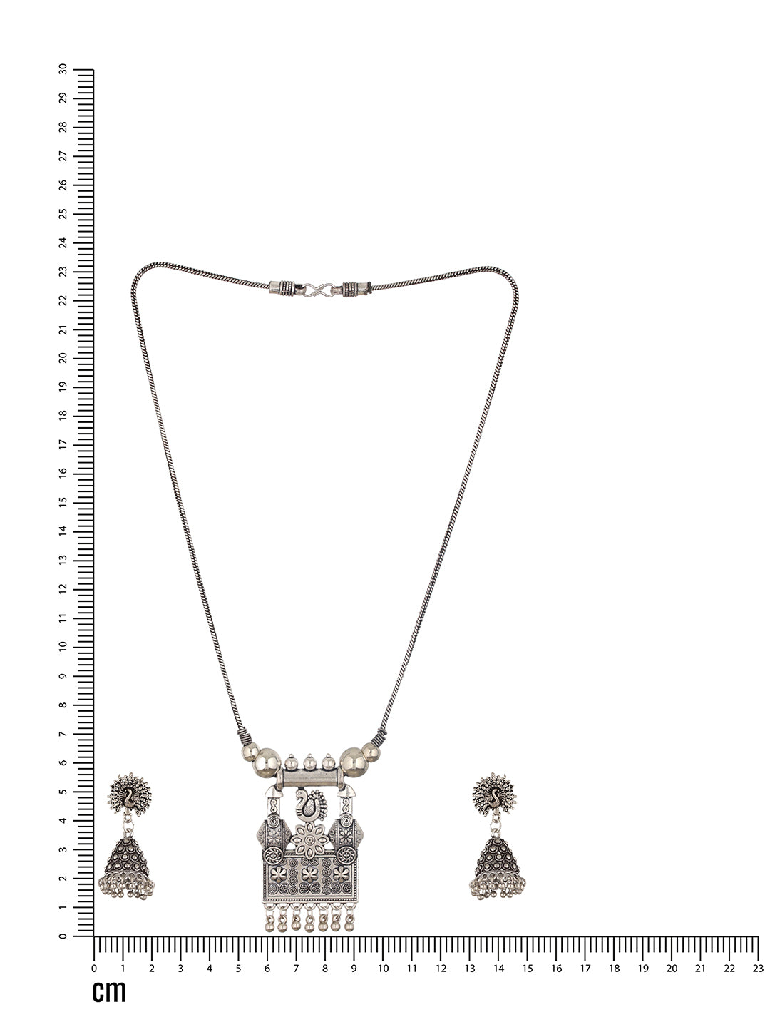 Silver-Plated Peacock Shaped Oxidized Jewellery Set - Jazzandsizzle