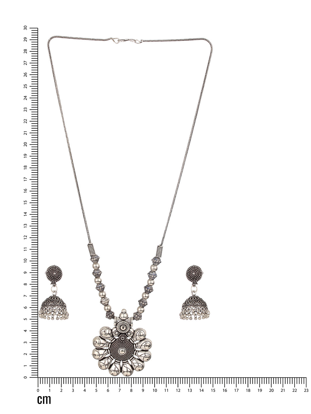 Silver-Plated Circular Shaped Oxidized Jewellery Set - Jazzandsizzle