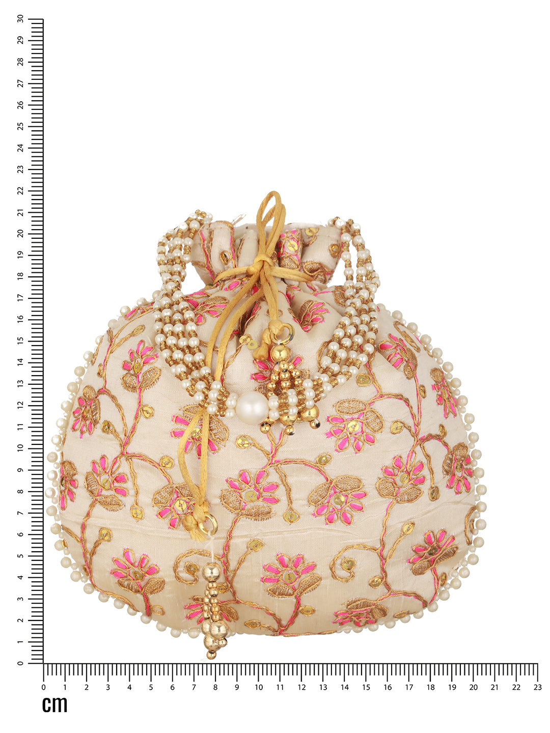 Pink & Gold-Toned with Rich Embroidered Potli Clutch - Jazzandsizzle