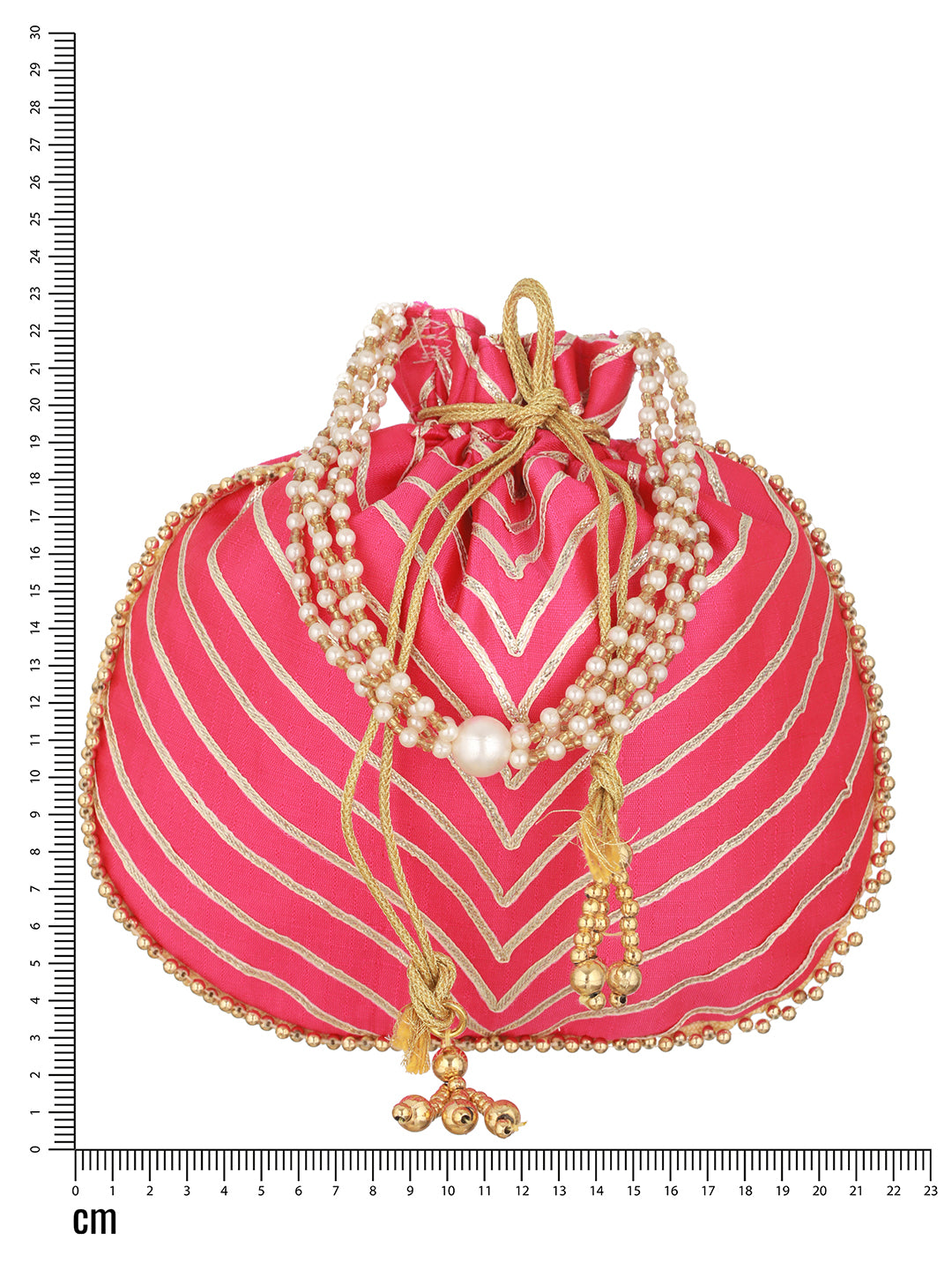 Hot Pink & Gold Embellished Potli Clutch - Jazzandsizzle