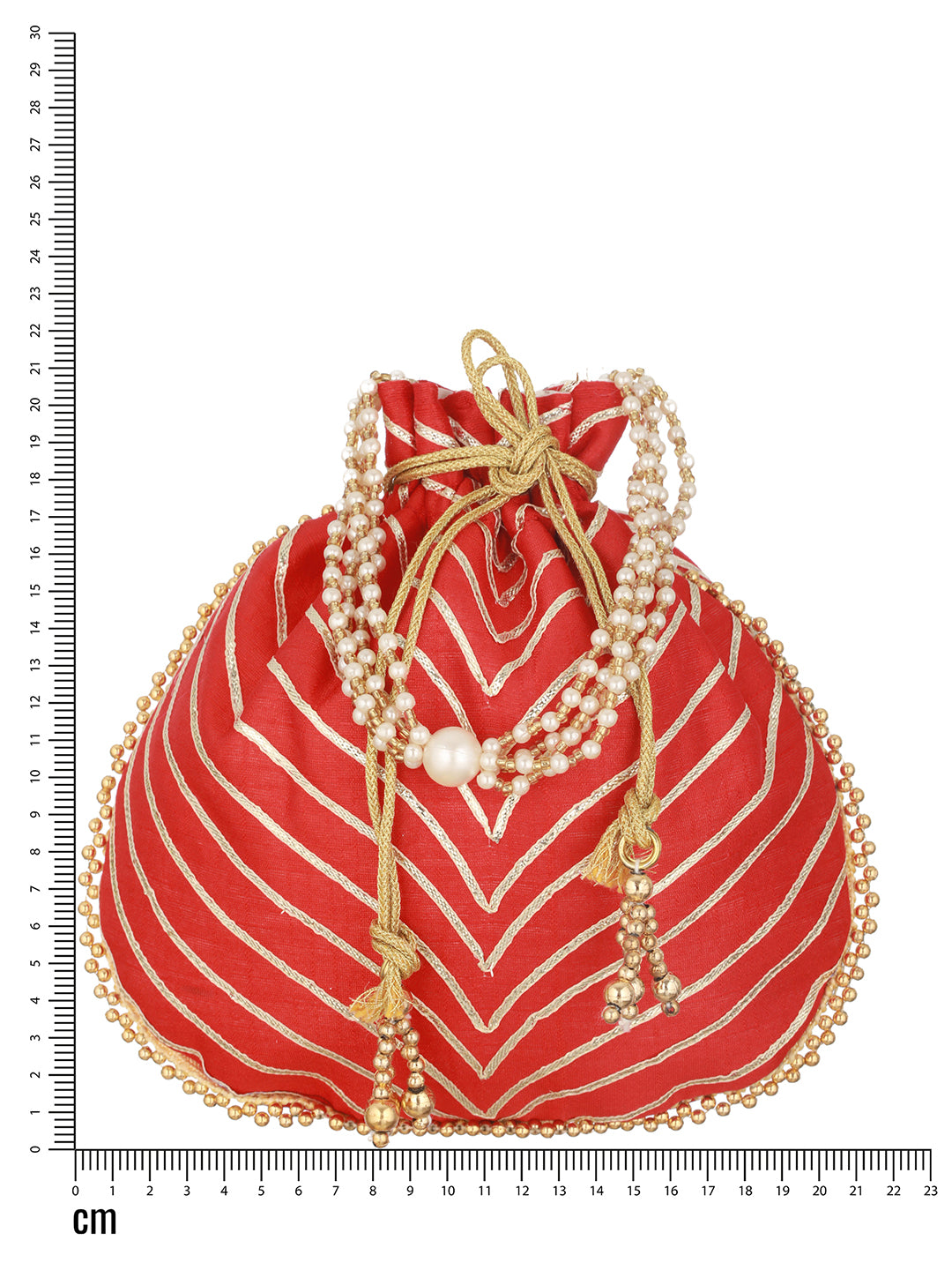 Red & Gold Embellished Potli Clutch - Jazzandsizzle