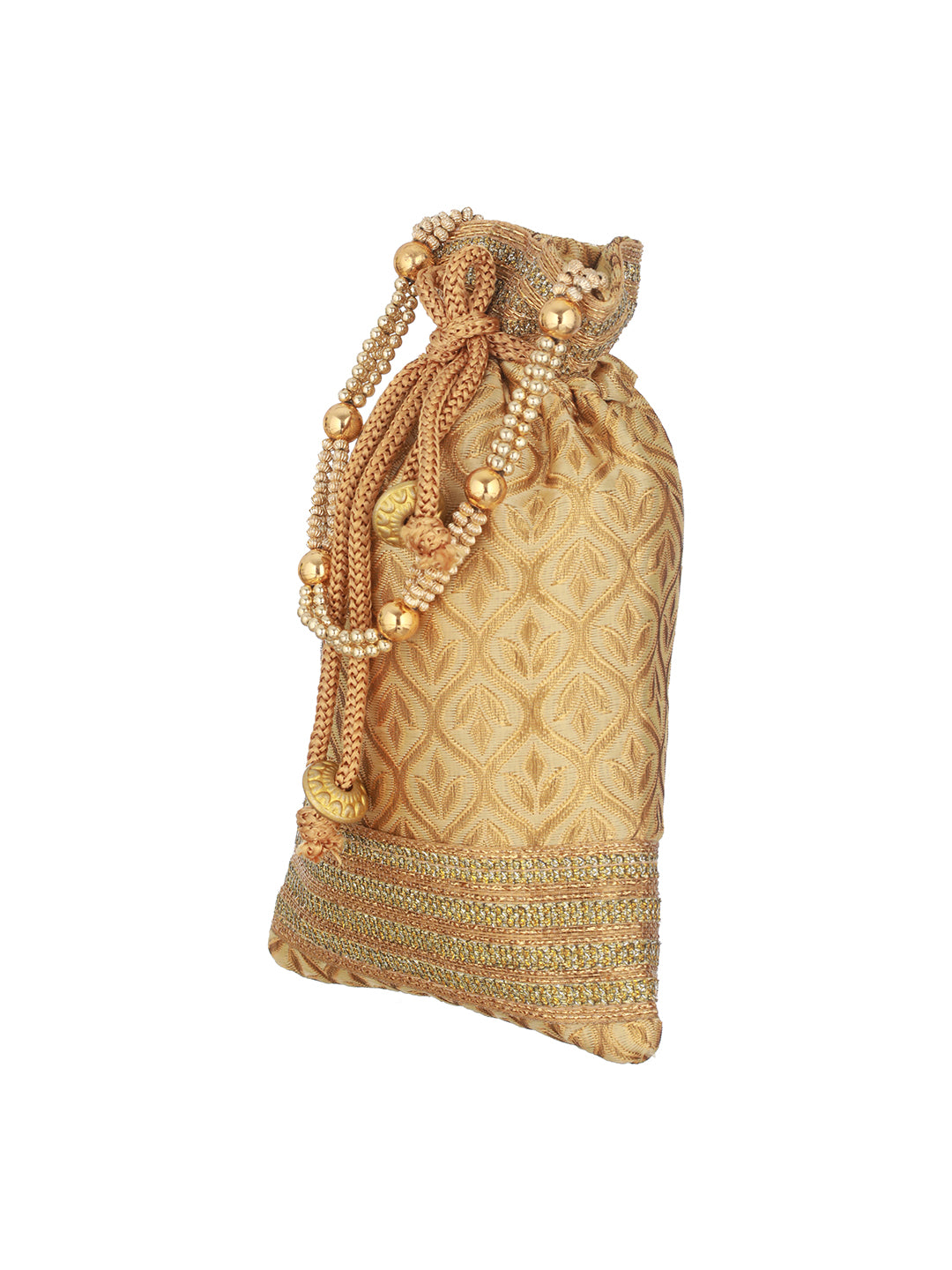 Bridal Gold Embroidered Potli Clutch - Jazzandsizzle