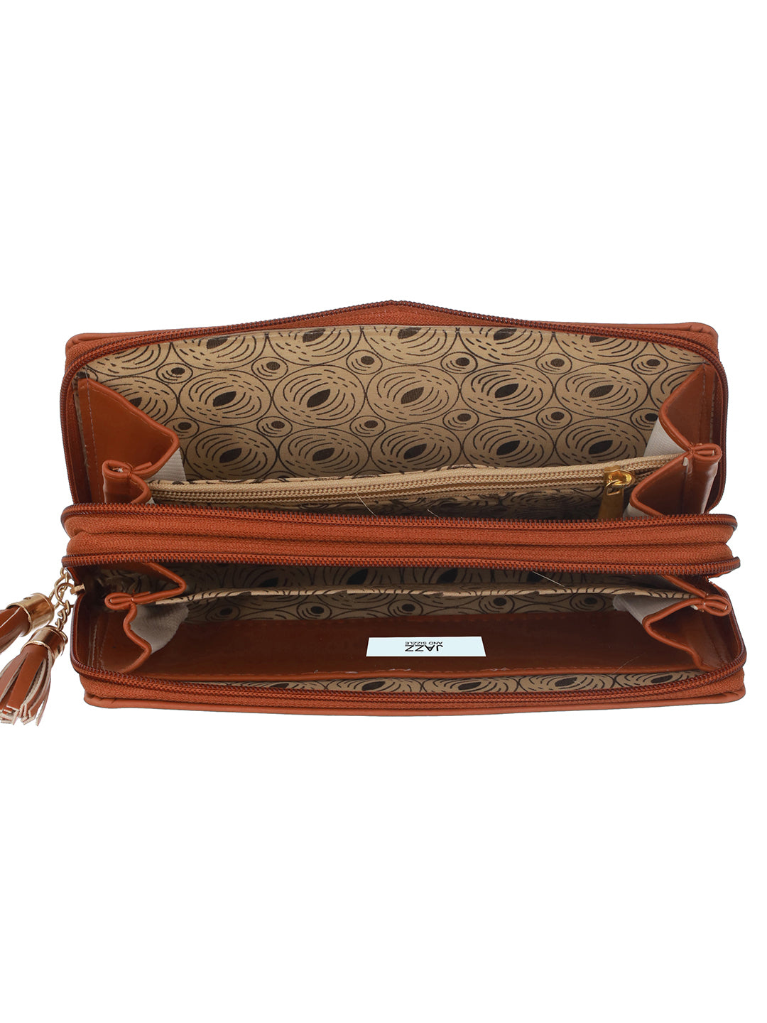 Women White & Blue Printed PU Zip Around Wallet - Jazzandsizzle