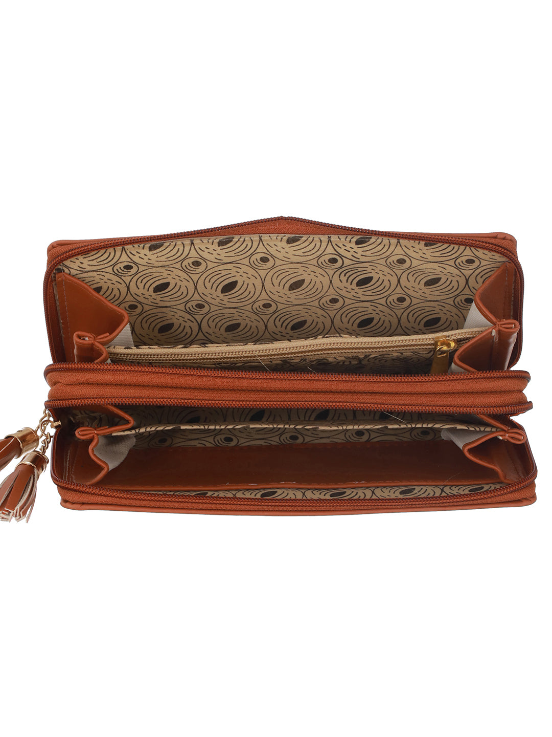 Women White & Blue Printed PU Zip Around Wallet - Jazzandsizzle