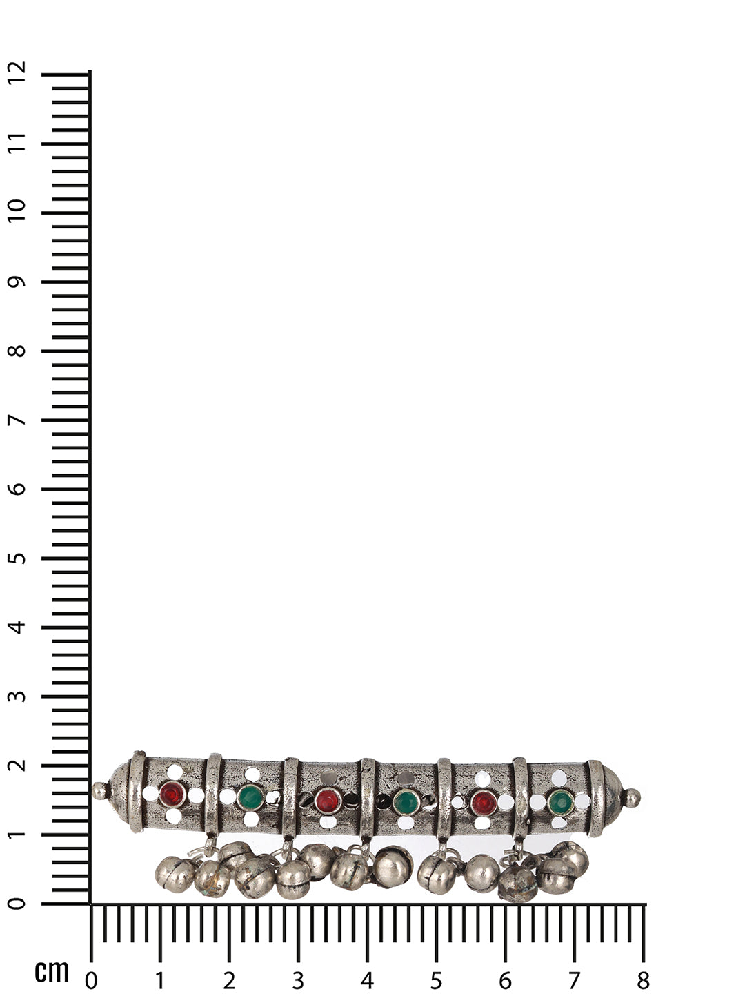 Jazz And Sizzle Silver Plated Red &amp; Green Stone Studded Adjustable Finger Ring - Jazzandsizzle