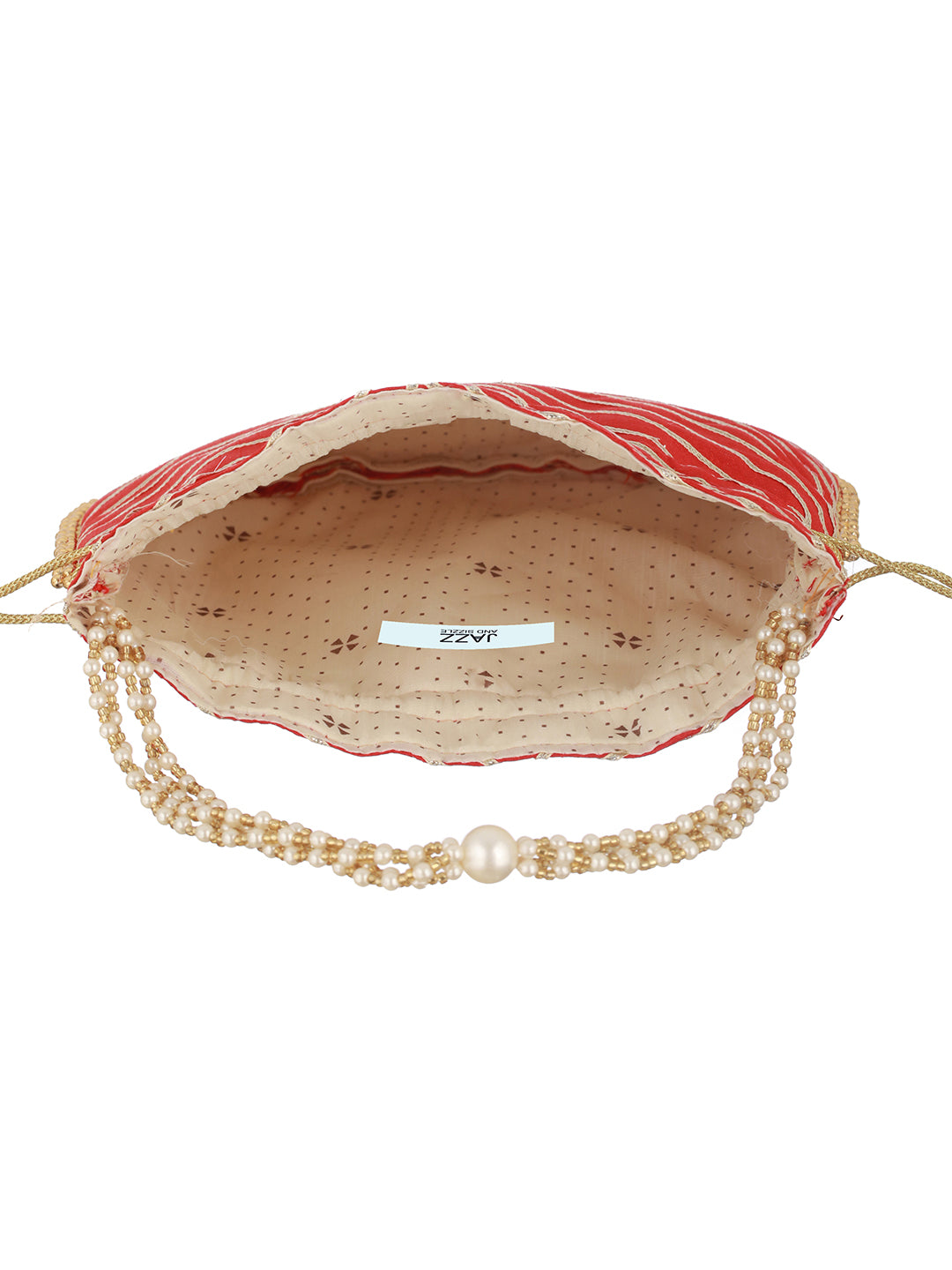 Red & Gold Embellished Potli Clutch - Jazzandsizzle