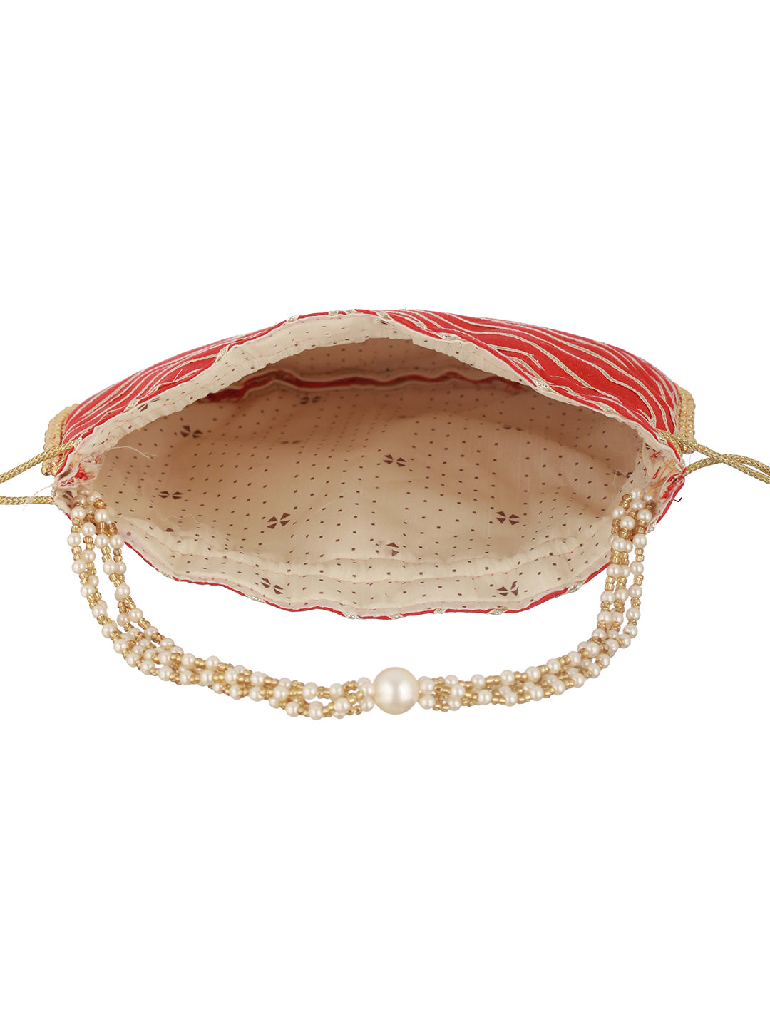 Red & Gold Embellished Potli Clutch - Jazzandsizzle