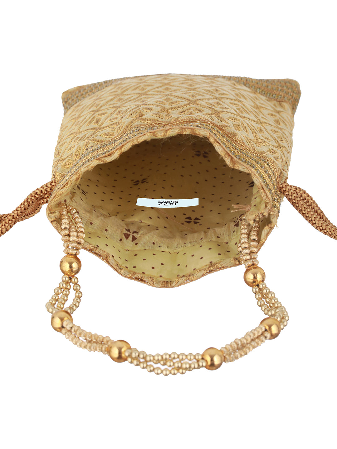 Bridal Gold Embroidered Potli Clutch - Jazzandsizzle