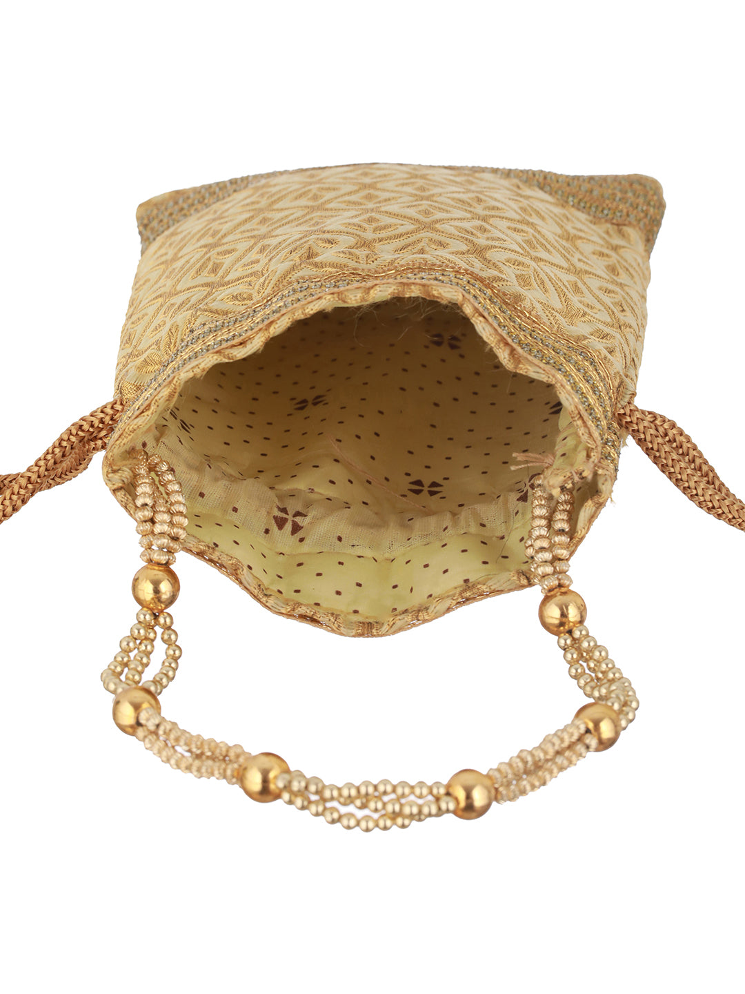 Bridal Gold Embroidered Potli Clutch - Jazzandsizzle