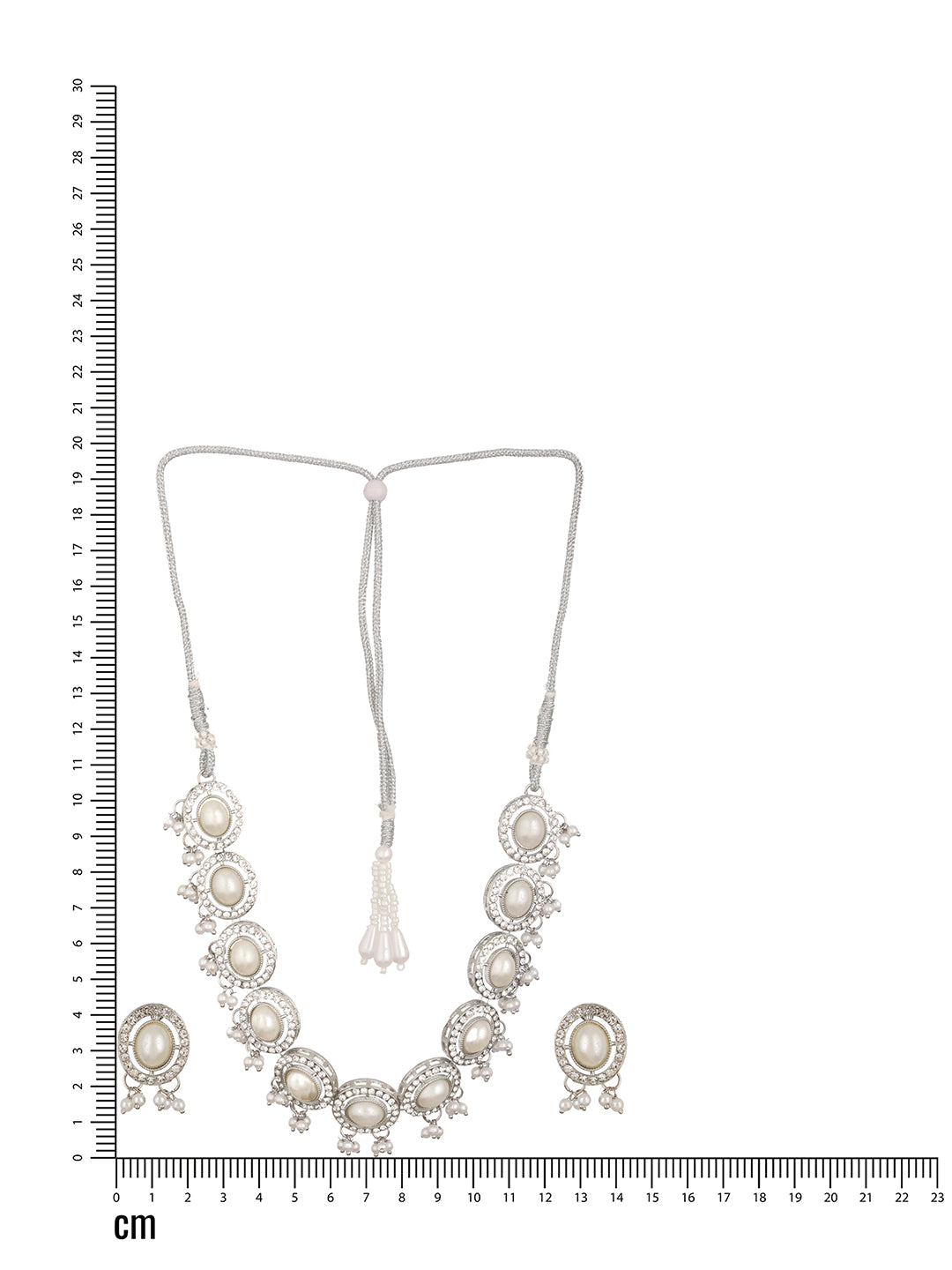 Silver-Plated CZ Stone-Studded & Pearl Beaded Jewellery Set - Jazzandsizzle