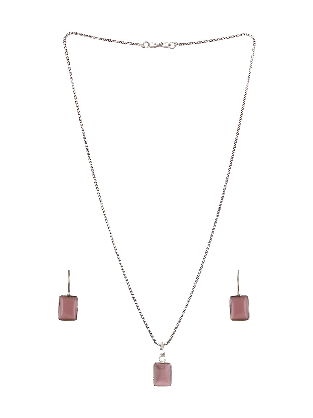 Silver-Plated Pink Stone-Studded Jewellery Set - Jazzandsizzle