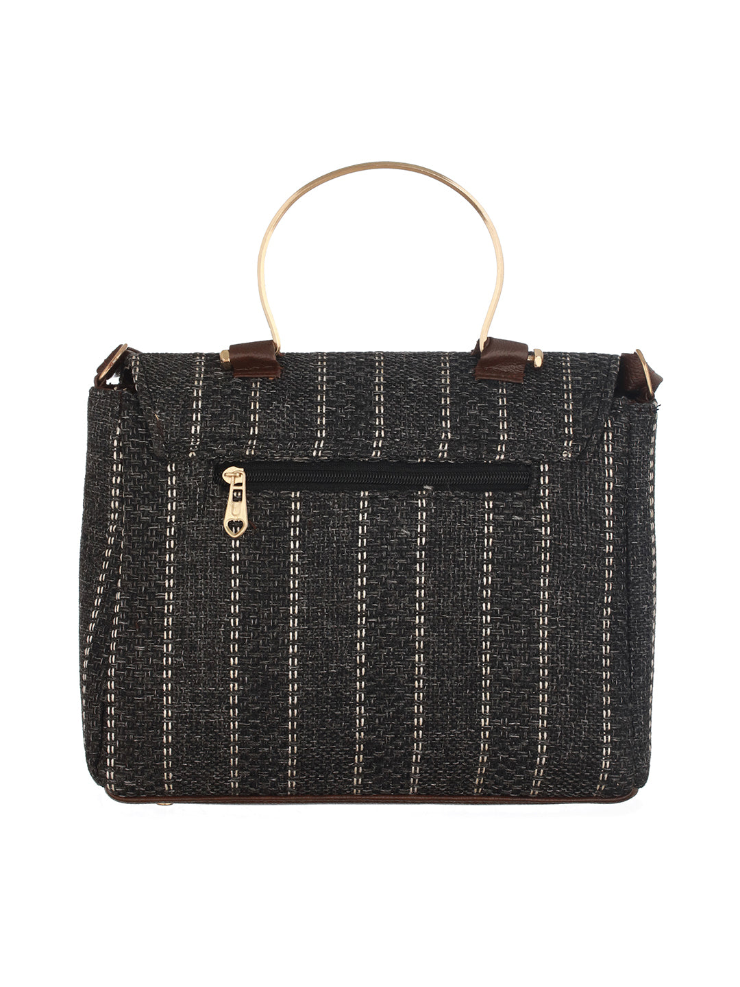 Striped Structured Handheld Bag - Jazzandsizzle