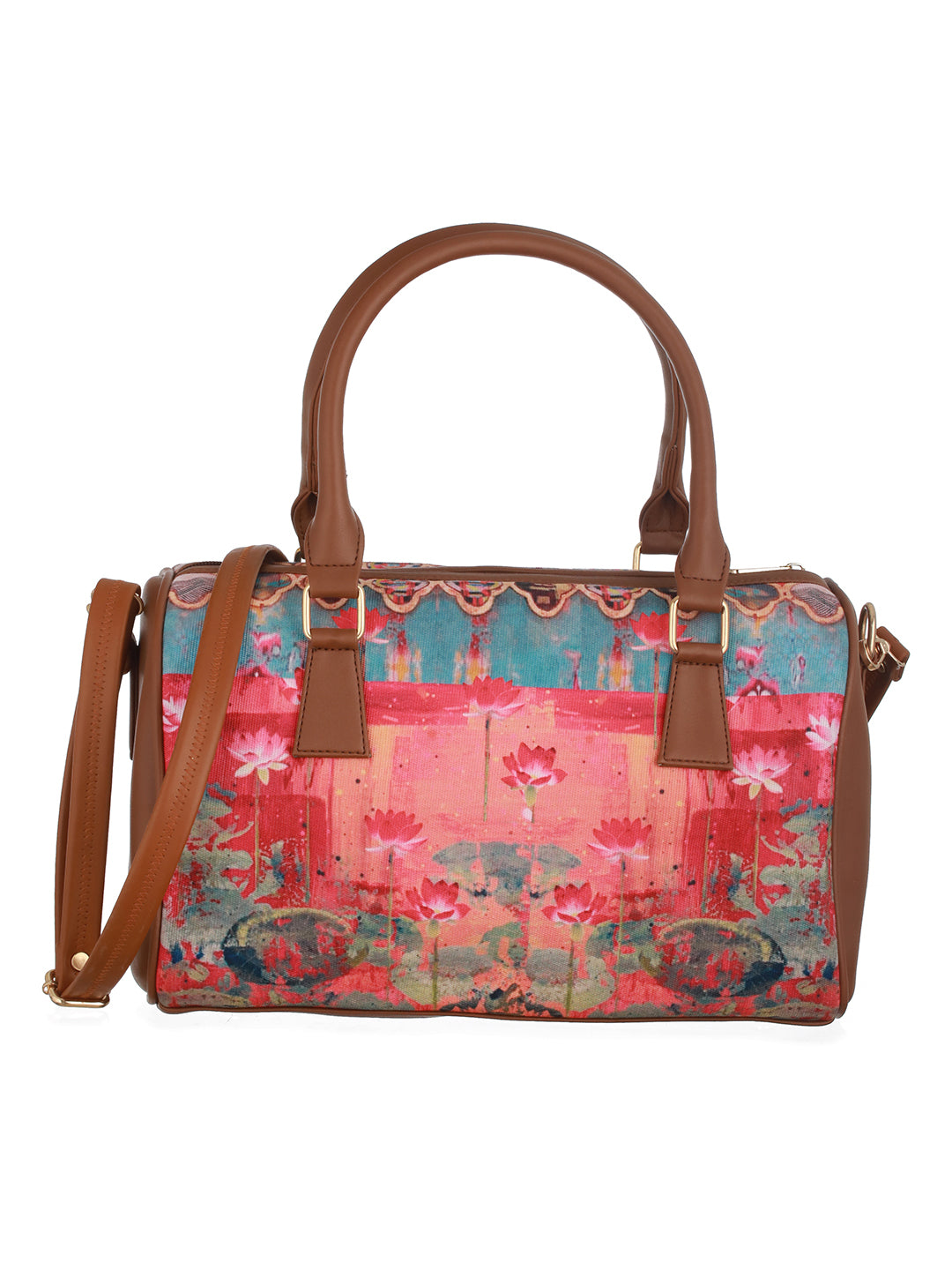 Ethnic Motifs Printed Structured Handheld Bag - Jazzandsizzle