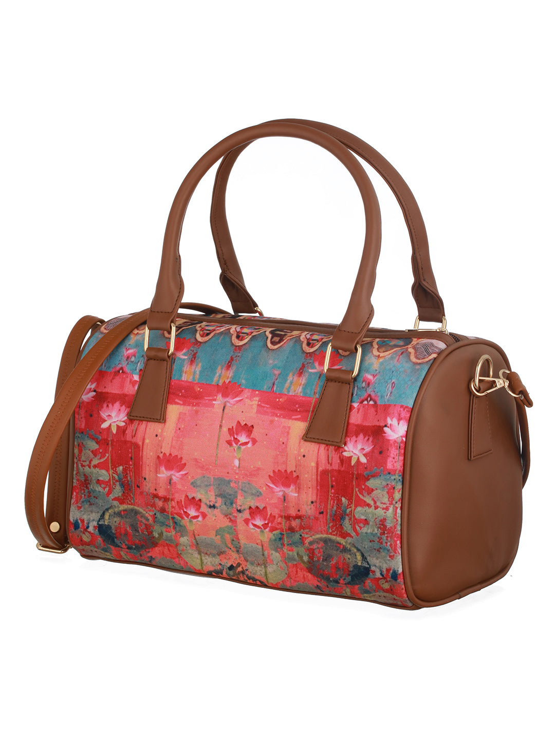Lotus Motifs Printed Duffel Bag - Jazzandsizzle