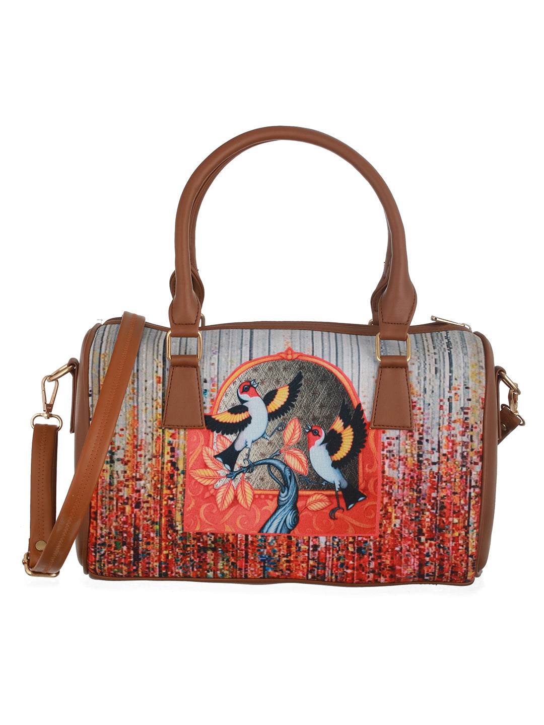 Bird Motif-Printed Fabric Embroidered Handheld Bags - Jazzandsizzle