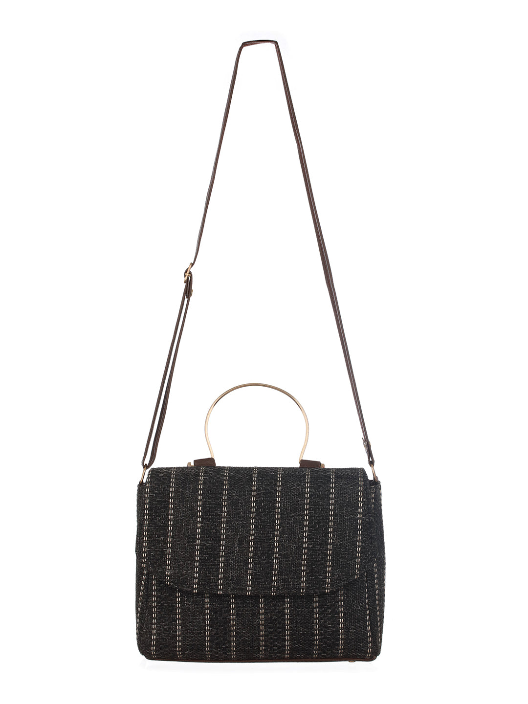 Striped Structured Handheld Bag - Jazzandsizzle