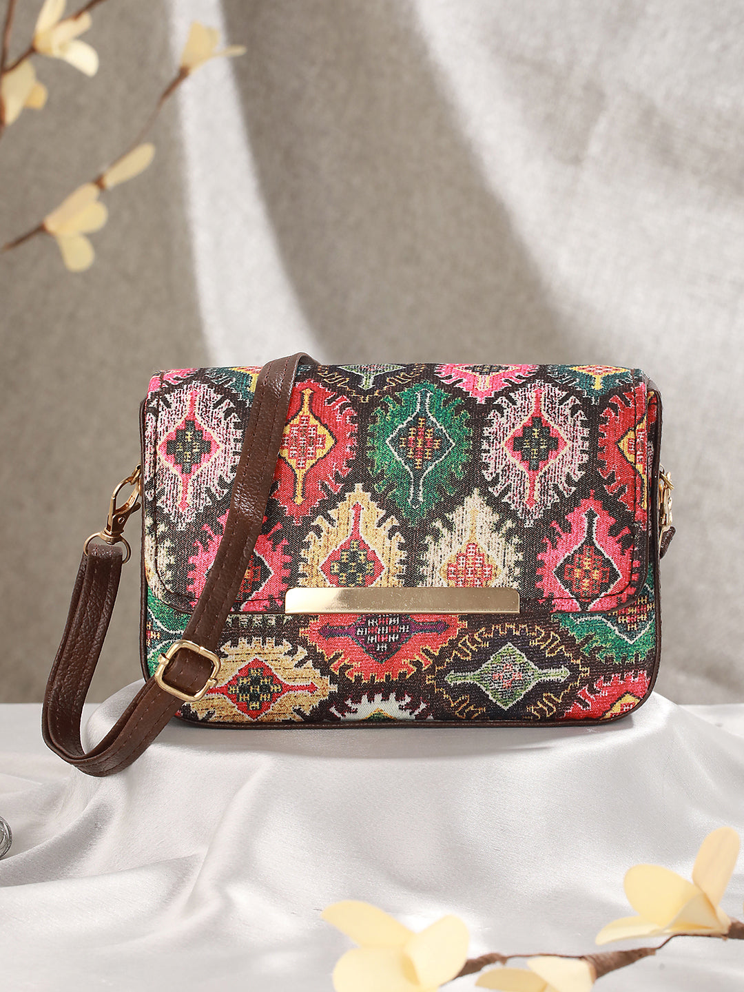 Ethnic Motifs Printed Structured Sling Bag - Jazzandsizzle